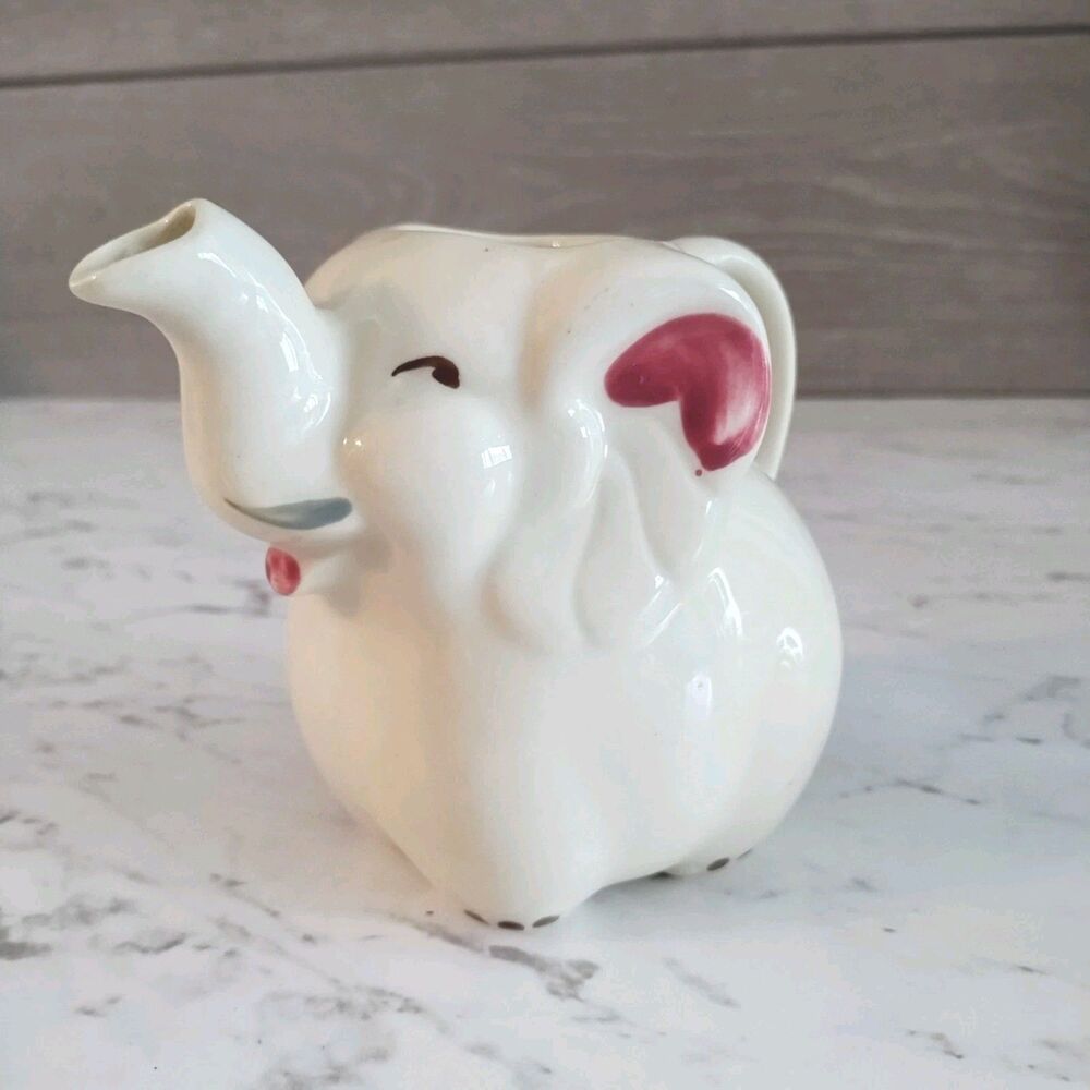 Vintage Shawnee Pottery Ceramic Elephant Creamer Milk Pitcher Hand Painted